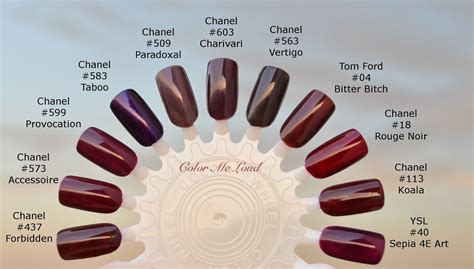 Chanel nail color chart